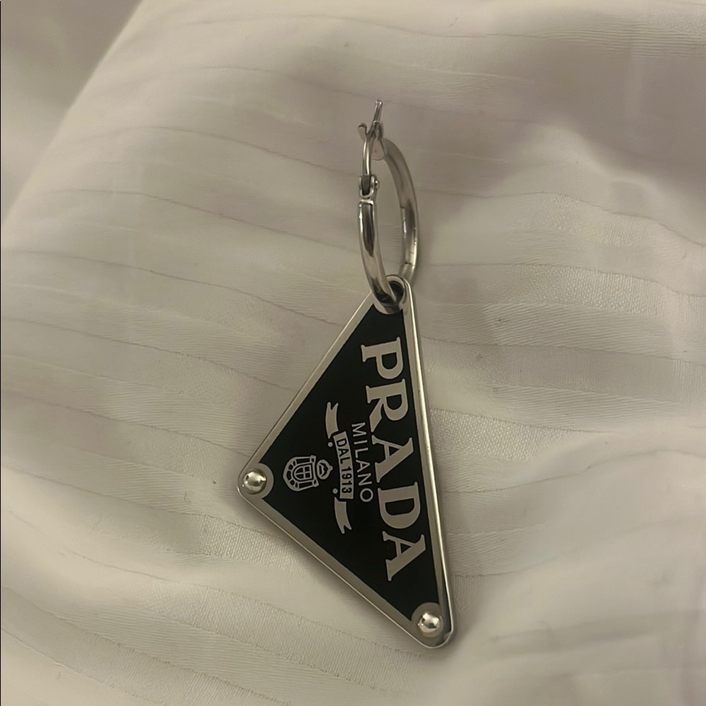 Prada Black and Silver Earring